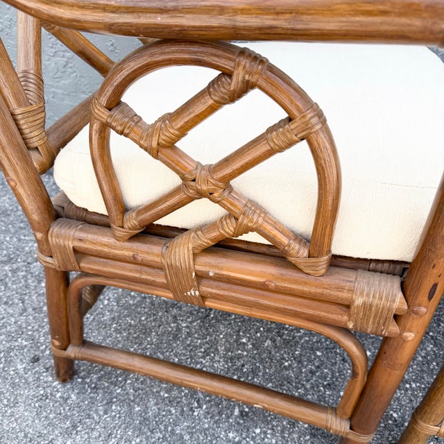 Boho Chic Chippendale Style Rattan Dining Chairs - Set of 4 For Sale - Image 9 of 12