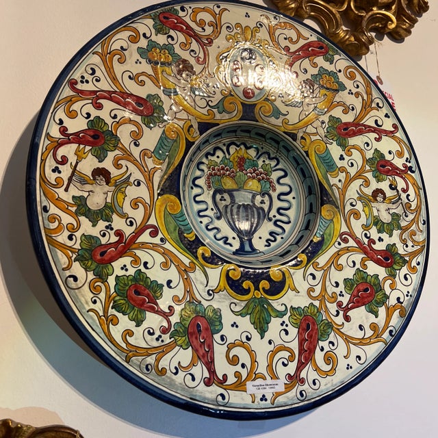 Italian Hand Painted Round Ceramic Wall Plate