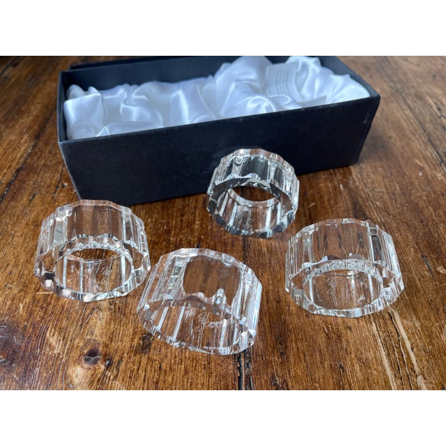 Oleg Cassini Set of 4 - Oleg Cassini Scallop Crystal Napkin Ring, Napkin Holder With Original Box For Sale - Image 4 of 11