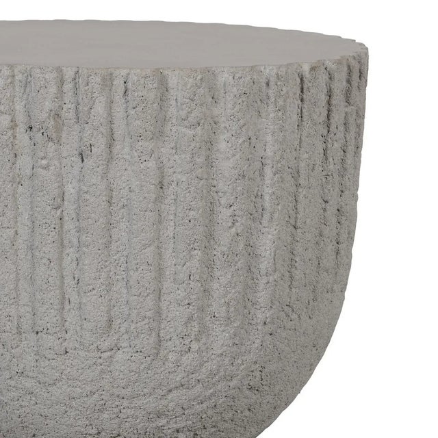 Contemporary Cove Cement Round Outdoor Side Table For Sale - Image 3 of 4