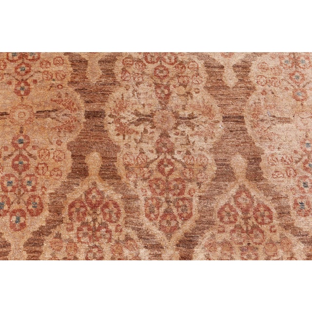 Authentic 1900s Persian Tabriz Handmade Brown Handmade Wool Rug For Sale - Image 9 of 12