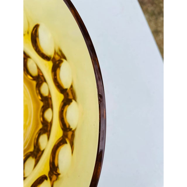 Glass Vintage Mid Century Modern Amber Glass Serving Bowl For Sale - Image 7 of 7