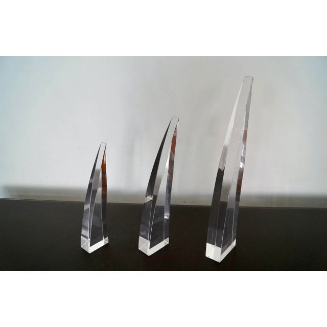 Transparent 1960’s Mid-Century Modern Lucite Sculptures - Set of Three For Sale - Image 8 of 13
