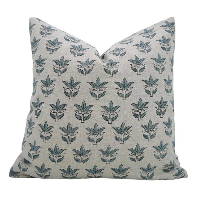 Floral Block Print Cushion Cover for Home Decor Pure Linen 26x26 Inch- 7Patt For Sale