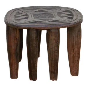 Rustic Charming Carved African Side Table