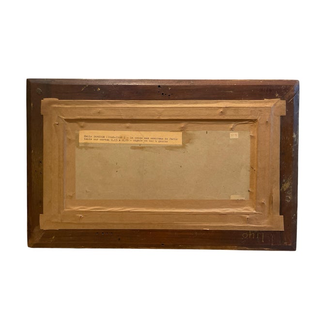 19th Century French Barbizon Landscape "La Seine" by Émile Charles Dameron For Sale - Image 4 of 4
