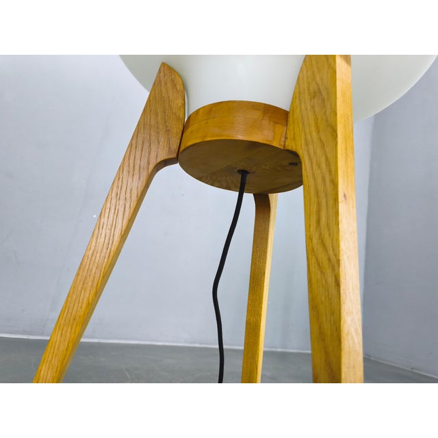 Wood Mid-Century Modern Sculptural Floor Lamp with Glass Shade, 1970s For Sale - Image 7 of 11