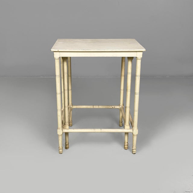 Mid-Century Modern Italian Coffee Tables in White Wood, 1940s, Set of 2 For Sale - Image 4 of 18