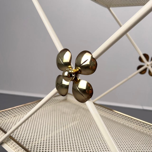 1950s White Serving Trolley in Perforated Sheet Metal attributed to Vereinigte Werkstätten München, Germany, 1950s. For Sale - Image 5 of 11