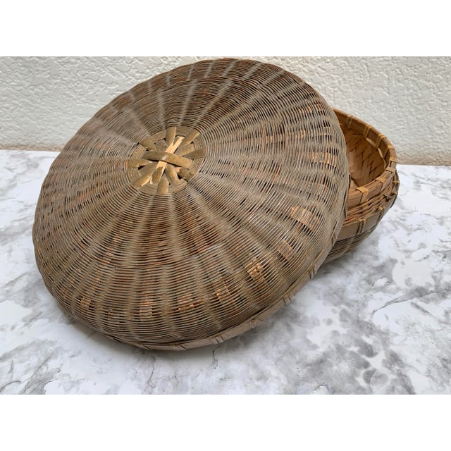 Gray Asian Chinoiserie Decor & Storage Basket For Sale - Image 8 of 9