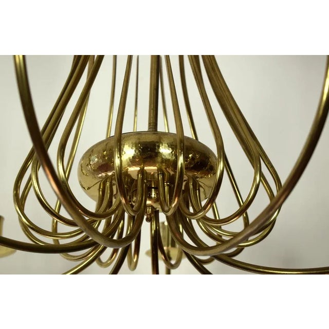 Mid-Century Modern Hammered Brass Chandelier, Italy, 1950s For Sale - Image 3 of 7