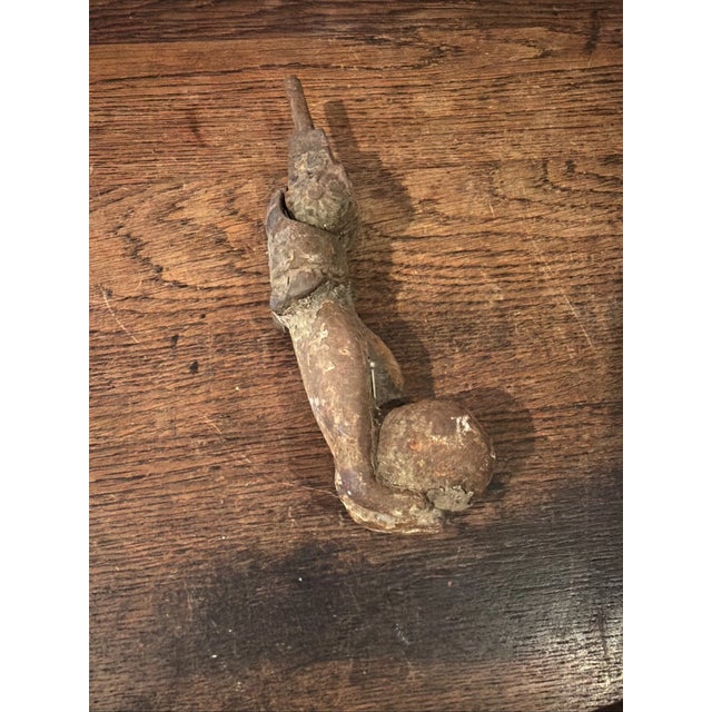 Antique Cast Iron Door Knocker - Hand Holding Ball 19th Century