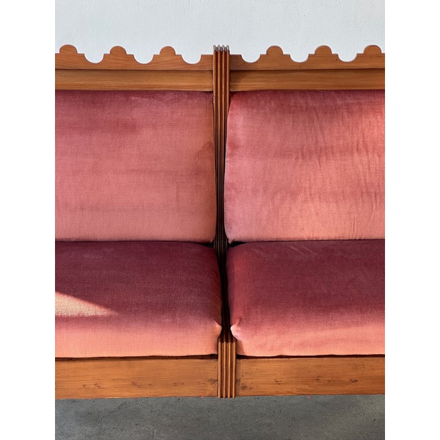 Pink Wooden Bench, 1950s For Sale - Image 6 of 11