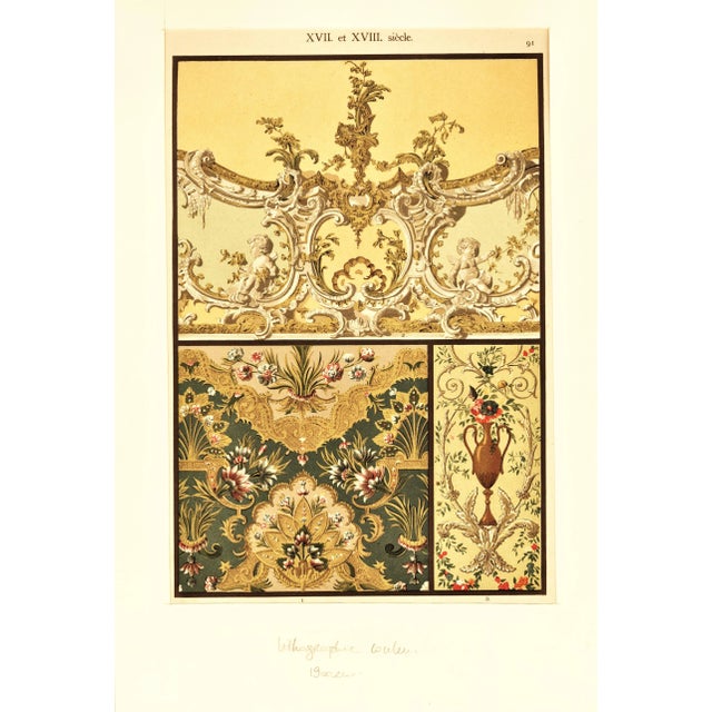 This is a matted French chromolithograph that dates to c1900. It features French designs for XVII and XVII centuries’...