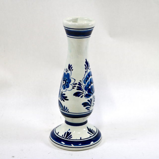 Delft Mid-Century Blue and White Delft Bud Vase For Sale - Image 4 of 11