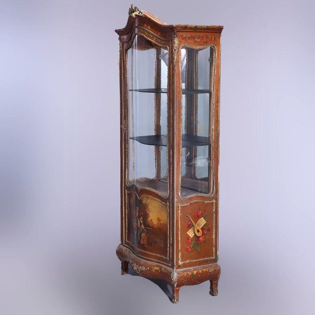French Louis XIV Style Vernis Martin Decorated Vitrine With Ormolu C1890 For Sale - Image 12 of 18