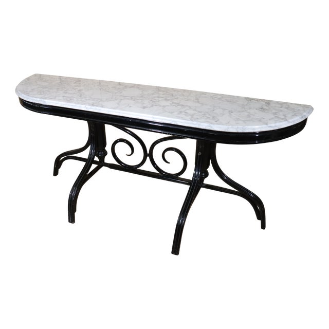 Vintage Curved Wooden Console Table, 1960 For Sale