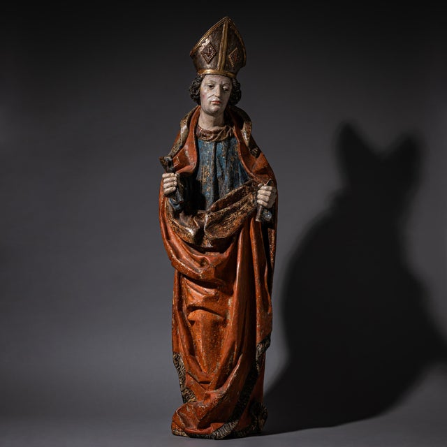 Unknown, Sculpture of Saint Eligius, 1480, Wood For Sale - Image 10 of 10