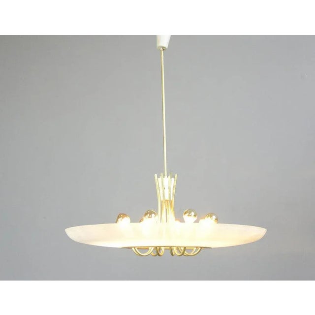 Gold Large Mid-Century Brass and Glass Ceiling Light, 1960s For Sale - Image 8 of 13