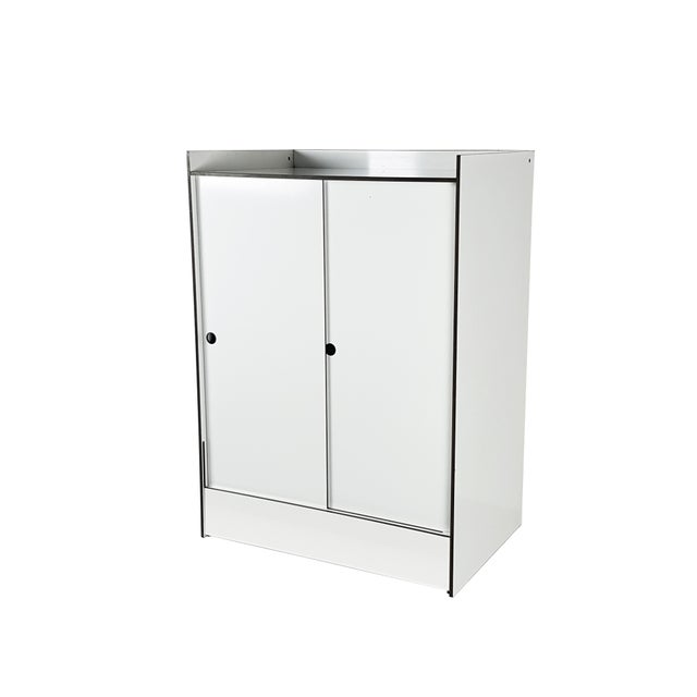 Italian White Laminated Plastic Storage Unit with Shelves and Sliding Doors from La Rinascente, 1960s For Sale - Image 11 of 11