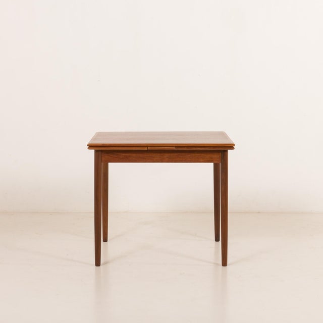 Mid-Century Danish Square Teak Table with Hidden Extensions, 1960s For Sale - Image 13 of 13