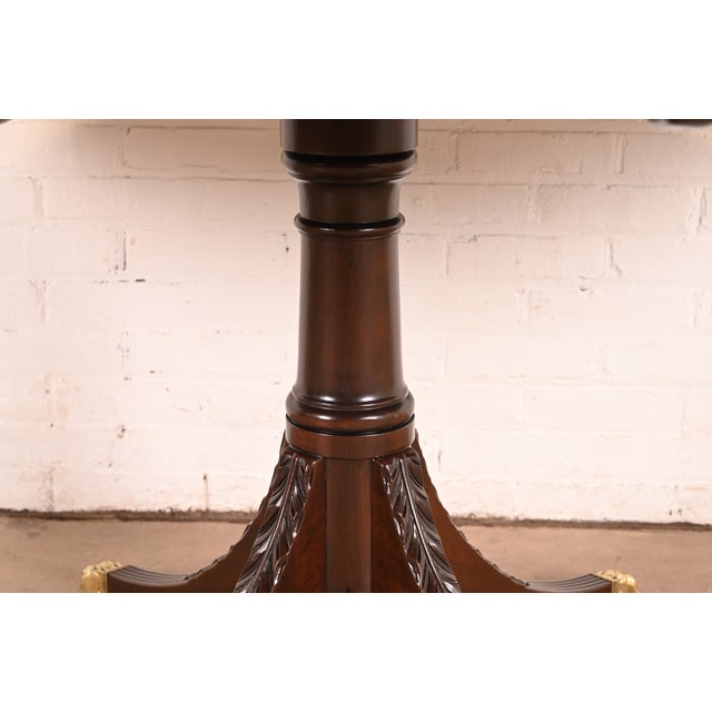 Wood Baker Furniture Style Antique Georgian Mahogany Pedestal Breakfast Table or Game Table, Newly Refinished For Sale - Image 7 of 10