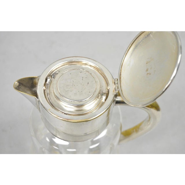 Antique Victorian German Silver Plated Cut Crystal Glass Lemonade Water Pitcher For Sale - Image 9 of 12