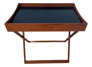 Danish Modern Campaign Style Teak & Black Lacquer Reversible Tray Table