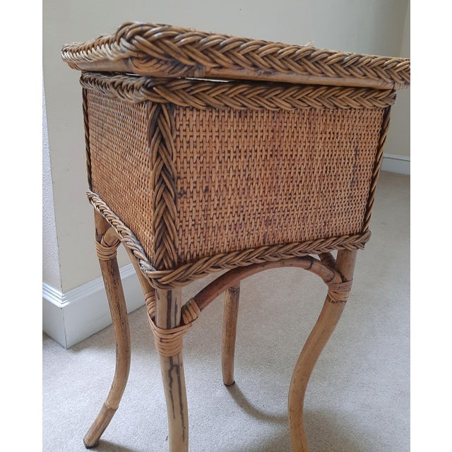 Wicker Rattan Side Table Plant Stand For Sale In Fayetteville, AR - Image 6 of 9