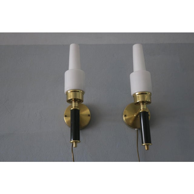 Vintage Swedish Wall Lights in Brass and Glass by C. E. Fors for Ewa Värnamo, Set of 2 For Sale - Image 6 of 10