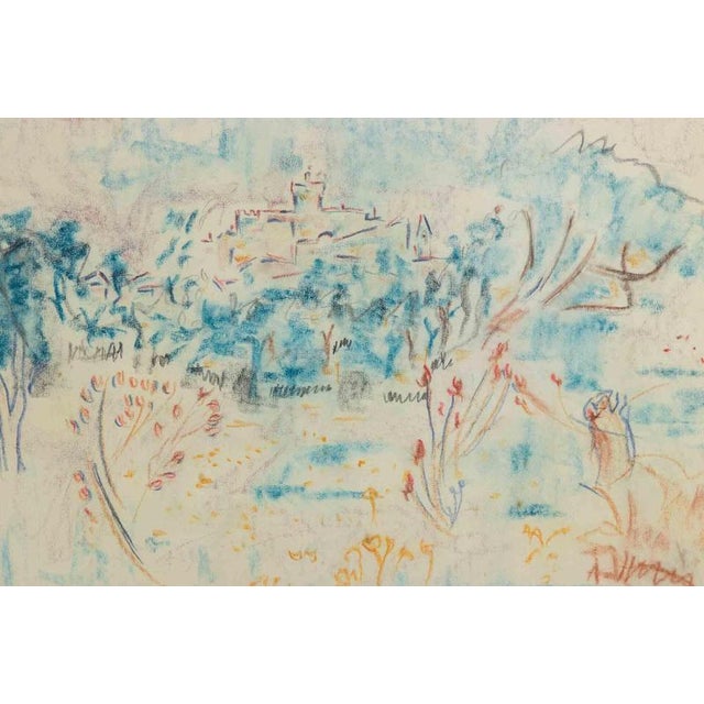 Pastel on paper realized by sirio pellegrini in 1971. Hand signed and dated in pencil lower right. Includes a wooden...