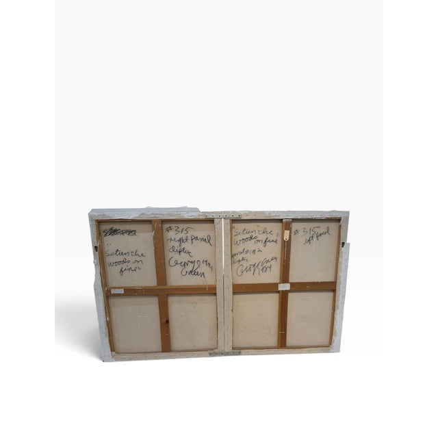 Pink Monumental 103" George D. Green Shaped Canvas Diptych, "Setunthe Woods on Fire" – 1984 For Sale - Image 8 of 11