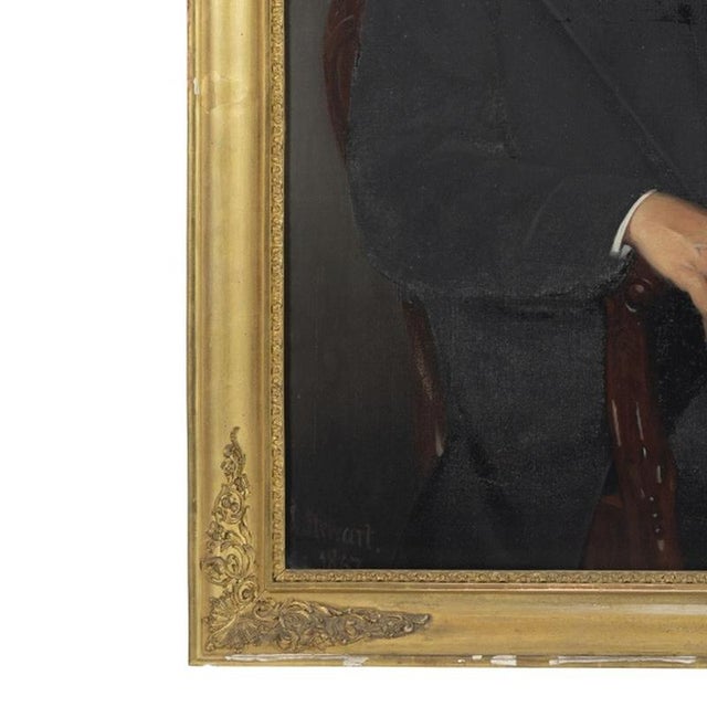 J. Stewart, Portrait of a Gentleman, Oil on Canvas For Sale - Image 3 of 6