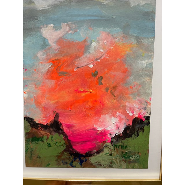 2020s The Sky That Night - Original Abstract Landscape Painting on Paper, Framed by Artist Heather Dawn Batchelor For Sale - Image 5 of 5