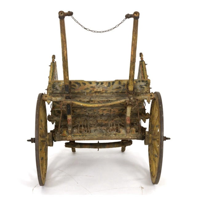 Folk Art Antique SICILIAN CARRETTO WEDDING 19th Century FULL SIZE DONKEY CART For Sale - Image 3 of 12