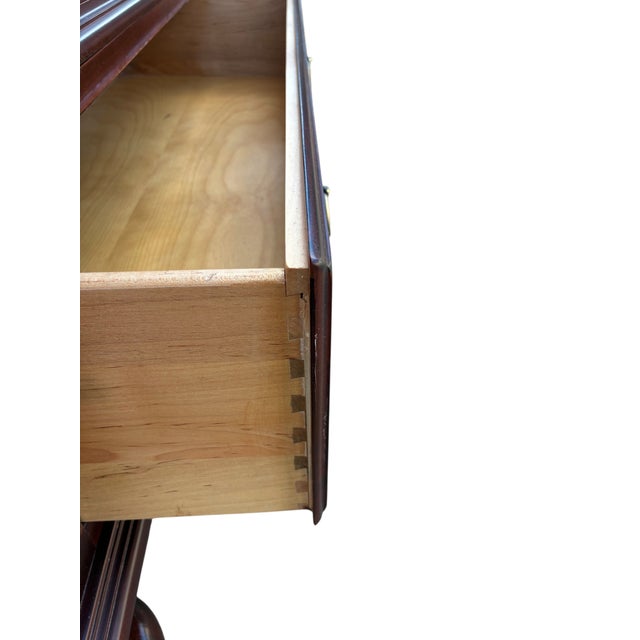 1990s Ethan Allen British Classics Curio Cabinet China Hutch Display Breakfront Cherry For Sale - Image 13 of 14