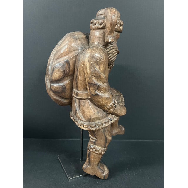 Wood Late 20th Century Carved Wood Santa Claus Sculpture For Sale - Image 7 of 11