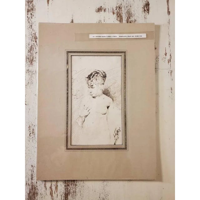 Off-white Italian School Antonio Maria Fabres Y Costa Drawing on Paper For Sale - Image 8 of 8