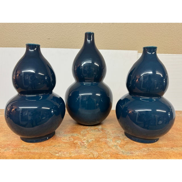 Martino Interiors Double Gourd Ceramic Vases, Set of Three For Sale - Image 9 of 12