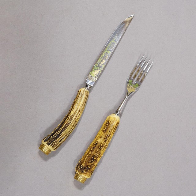 Mid 20th Century Vintage Stainless Steel and Horn Cutlery Set 'Othello' by Anton Wingen, 1950s For Sale - Image 5 of 8