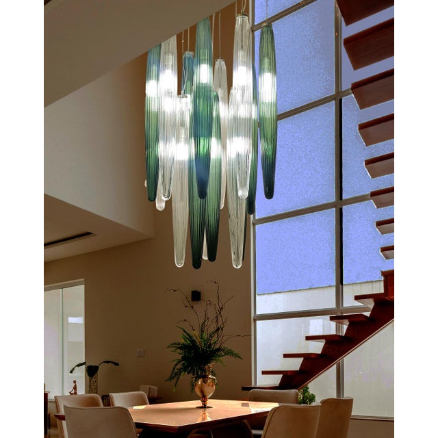 Contemporary Luxury Italian Green "Swords" Murano Glass Cascade by Simoeng For Sale - Image 4 of 7