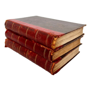 Antique French Red Leather Bound Books - Set of 3