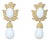 Givenchy Gold Plate White Drop Dangle Earrings, 1980's For Sale