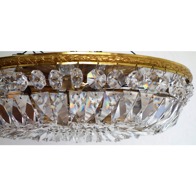 Brass and Lead Crystal 6-Light Chandelier from Palwa, 1960s For Sale - Image 6 of 7