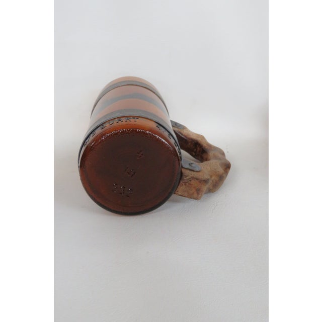 Wood Amber Brown Glass With Wood Handle Beer Mug Set of Six 4661b For Sale - Image 7 of 18