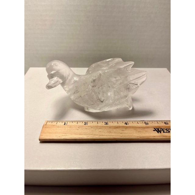 Vintage Natural Clear Crystal Quartz Hand Carved Duck Figurine For Sale In Los Angeles - Image 6 of 7