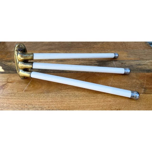 Art Deco Cast Iron Enamelled Swivel Towel Rack, 1920s For Sale - Image 10 of 11