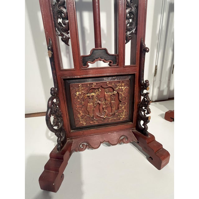 Wood Antique Chinese Floor Lamps (Pair) For Sale - Image 7 of 10