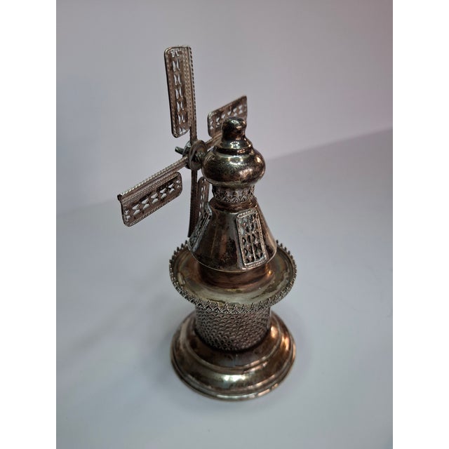 Vintage 925 Sterling Silver Judaica Besamim Windmill Spice Box - Mid-20th C. For Sale In Boston - Image 6 of 17