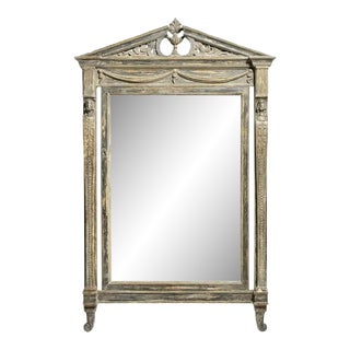 Swedish Neoclassical Painted Pediment Mirror For Sale